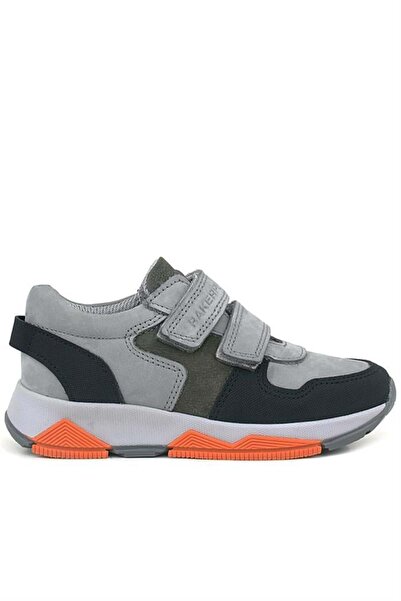 Rakerplus Genuine Leather Gray Black Kids Sneakers Sports Shoes