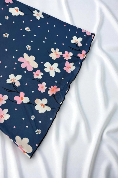 TeniModa Cămașă de noapte cu bretele albastre cu modele florale