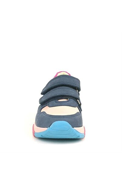 Rakerplus Genuine Leather Navy Blue Pink Kids Sneakers Sports Shoes