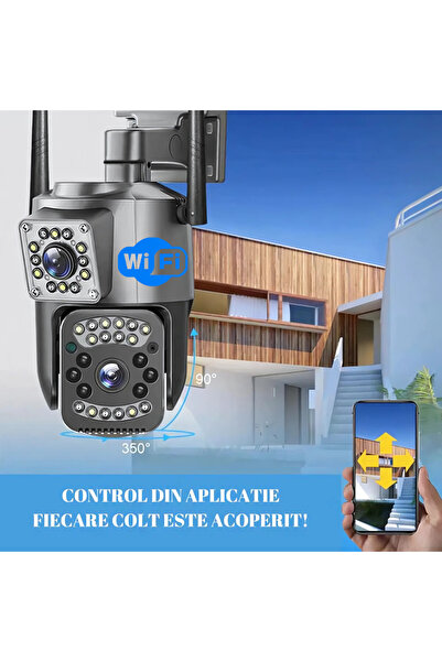 ROMSHOP WiFi Surveillance Camera 4K 8MP 2 Lenses Night Vision IP66