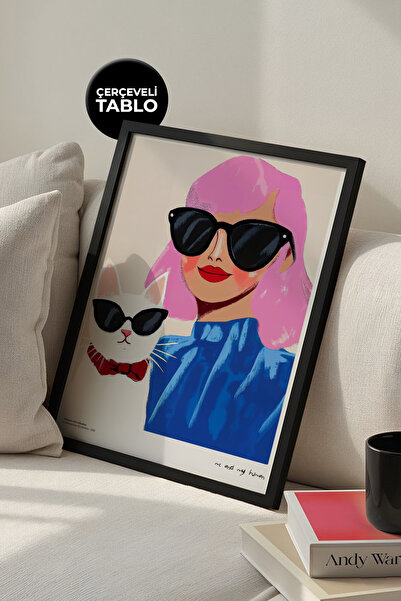 House Gorgeous Me and My Human Cat Love Frame Modern Colorful Design Poster D...