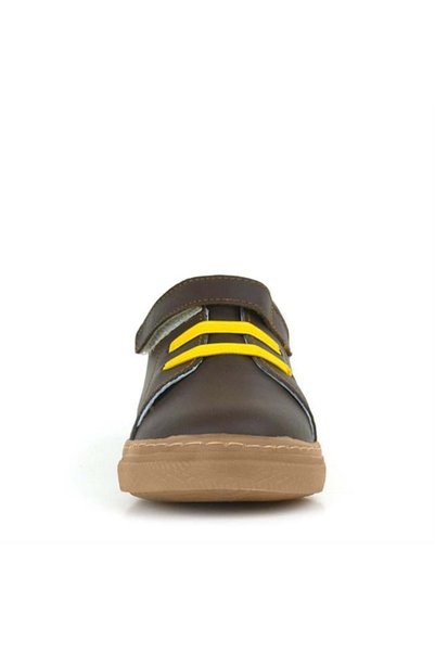 hapshoe Pantofi pentru copii din piele naturală anatomică maro moale cu velcro elastic