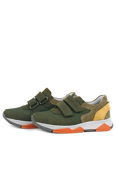 Rakerplus Genuine Leather Green Kids Velcro Sneakers Sports Shoes