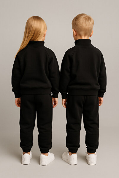 minibambi New Season Club Slogan Zippered Lightweight Raised Lettering Top and Bottom Set