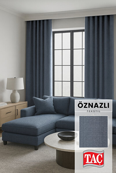 Taç Doğal Doku Keten Görünümlü Fon Perde – Ekstraforlu Büzgülü, Zengin Renk Kartelalı Model, Sade Şık