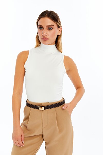 VERANOYA Yarım Kollu Boğazlı Bluz Beyaz