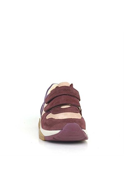 Rakerplus Genuine Leather Claret Red Pink Girls Velcro Sneakers Sports Shoes