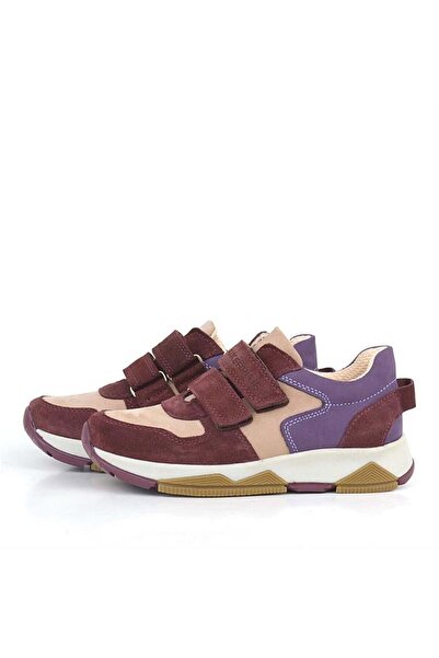 Rakerplus Genuine Leather Claret Red Pink Girls Velcro Sneakers Sports Shoes