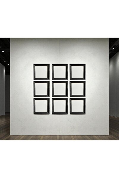 varje 9 Adet Siyah Çerçeve Seti – 20x20 Cm (Dış Ölçü) Kare Duvar Dekoru Ve Ay...