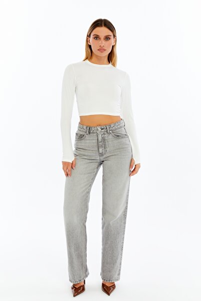 VERANOYA Round Neck Hand-Tied Long Sleeve Crop White