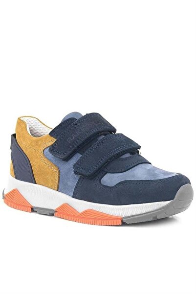 Rakerplus Dětské tenisky sportovní boty z pravé kůže Navy Blue Tan