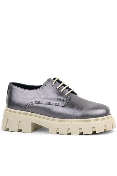 Rakerplus Platinum Genuine Leather Lace-Up Girl's Oxford School Shoes