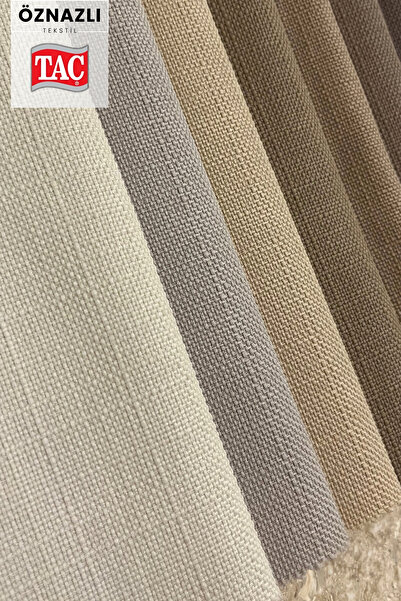 Taç Doğal Doku Keten Görünümlü Fon Perde – Ekstraforlu Büzgülü, Zengin Renk Kartelalı Model, Sade Şık