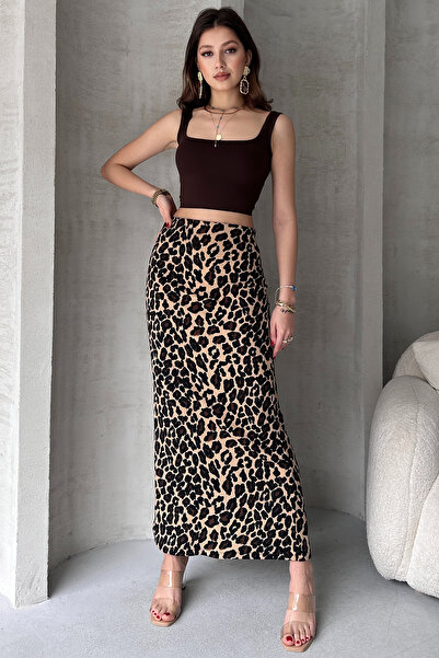 EYYE Fusta creion lungă cu model leopard