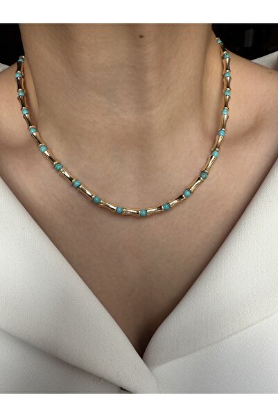 LUSORA ACCESORY Lusora Accessory Firuze Taşlı El Yapımı Serenay Gold Kolye