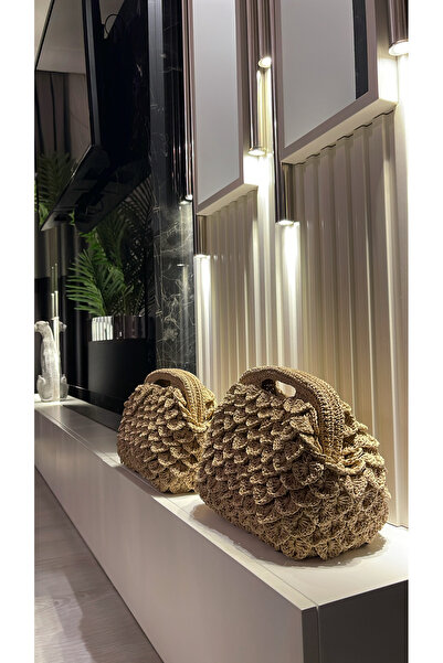 WOMANBAG EL YAPIMI KROKODİL DESEN HASIR CLUTCH EL ÇANTASI