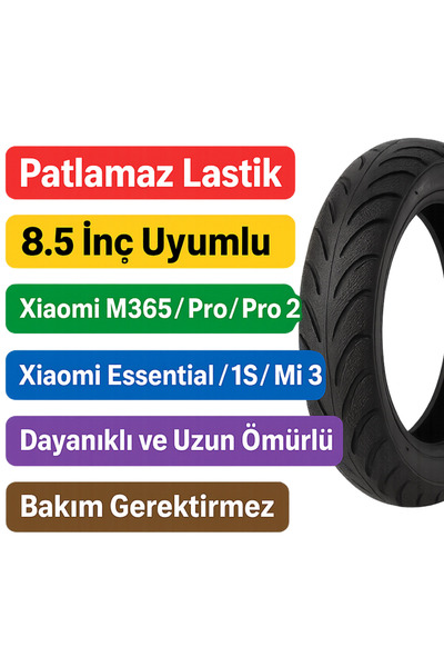 mi dünyası Xiaomi 8,5″ Dolgu (Patlamaz) Scooter Lastiği — Uyumluluk: M365 / P...
