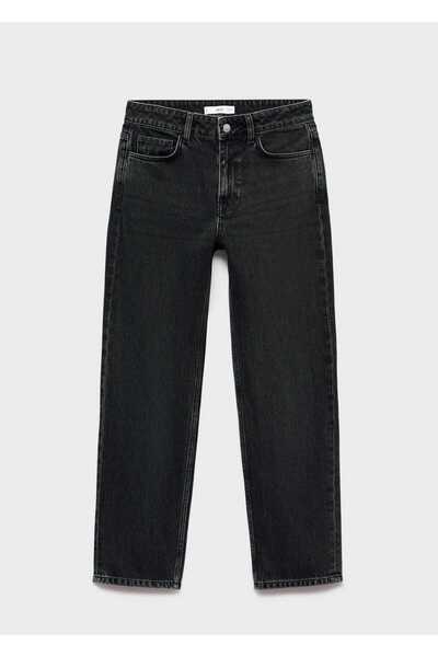 MANGO Woman Orta bel düz kesim jean