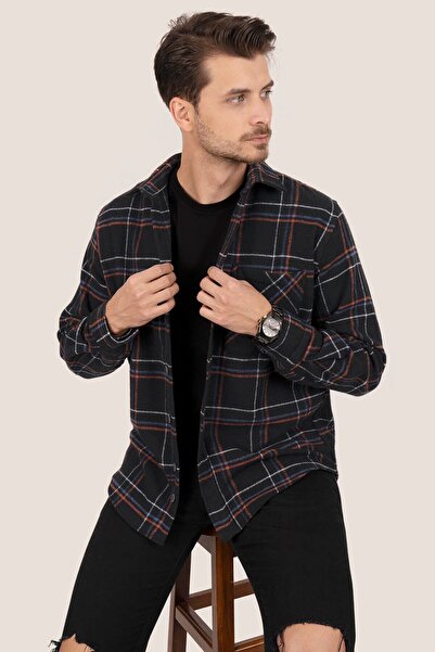 Etikmen Πουκάμισο σε κουτί δώρου με μαύρο ριγέ ριγέ χοντρό ξυλοκόπο