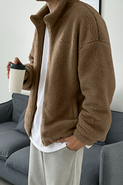 GHASSY CO. Men's Heat Thermal Underwear Outer Sherpa Autumn Winter Full Zip Plush Fleece Sweatshirt