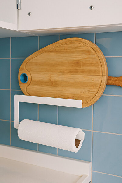 Lamizon White Paper Towel - Rack Kitchen Countertop, Adhesive Roll Napkin Holder