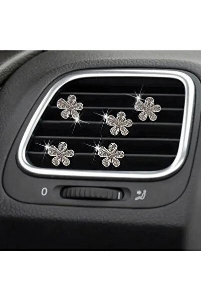 Çiçek Antalya 2'li Parlayan Taşlı Çiçek Araba Klima Süsü Klips Süsleme Araç A...