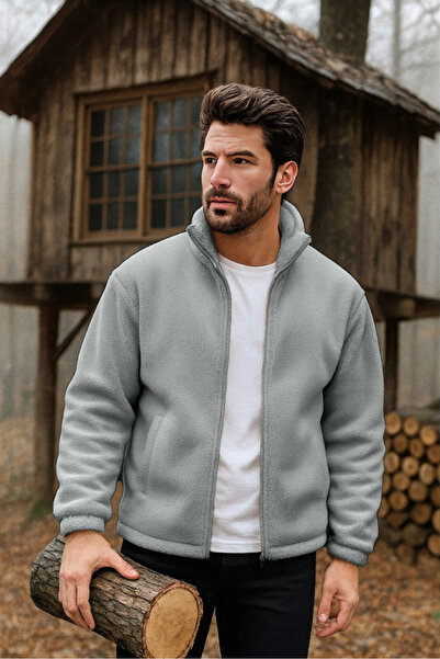 GHASSY CO. Men's Pro Thermal Inner Outer Sherpa Autumn Winter Full Zip Plush Sweatshirt