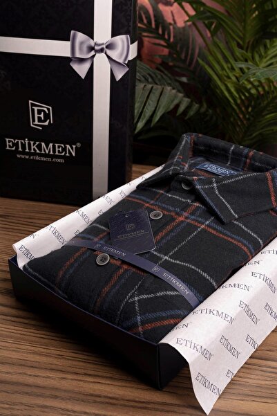Etikmen Πουκάμισο σε κουτί δώρου με μαύρο ριγέ ριγέ χοντρό ξυλοκόπο