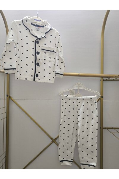 dolaş kids Kız Çocuk Pijama Takımı Pamuklu Kalpli