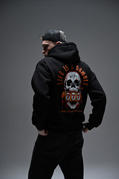 Nhara Unisex supradimensionat cu glugă Bumbac negru Swea tricou – Viața este ...