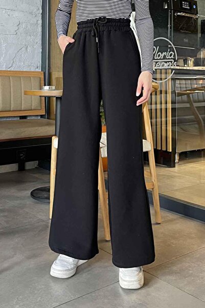 lamelif Φόρμα με τρία νήματα με φαρδιά πόδια μαύρο