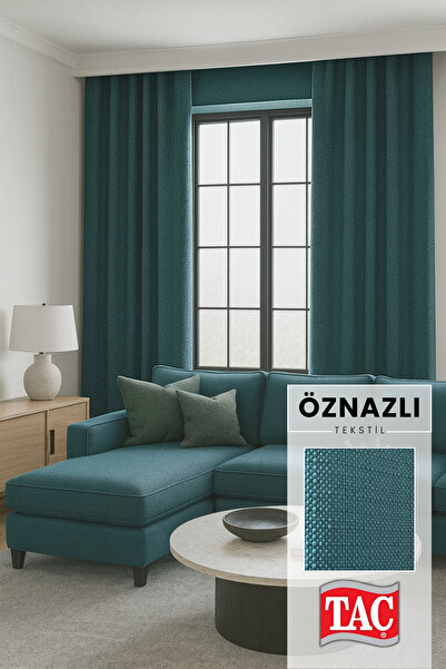 Taç Doğal Doku Keten Görünümlü Fon Perde – Ekstraforlu Büzgülü, Zengin Renk Kartelalı Model, Sade Şık