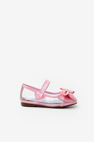 Le Mabelle Pink Transparent Snowflake Bow Girls' Ballerina Shoes