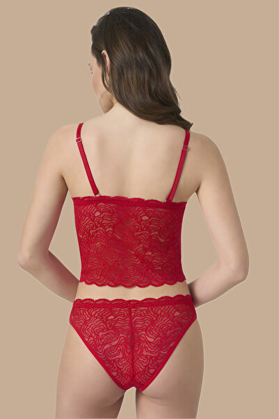 BÜŞRA Red Lace Triangle Covered Bralet Set-Boxed