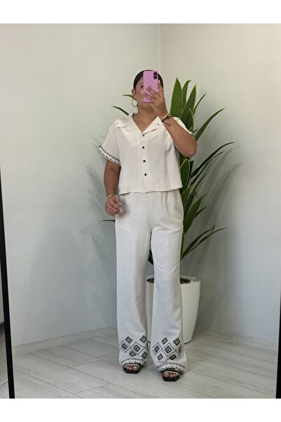 Butik Sıfır kol keten takım