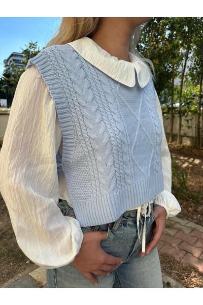 Store Yandan Bağlamalı Örgü Süveter