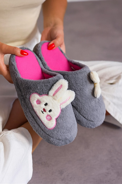 Behtah Kundura Παντόφλες Fluffy Silent Sole Rabbit Figured Slippers Γυναικείε...
