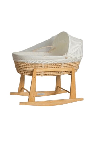 Mini Baby سرير سلة موسى المحمول للأطفال مع حامل متين (أبيض فاتح)