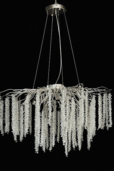 Avize YENİ 80 CM KRİSTAL LÜX SALON KROM İTHAL KASA