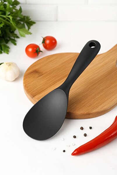 TARIK HOME 22.5cm Hard Tip Silicone Mixing Spoon, Rice Spoon Non-Stick Pan Non-Scratch 3 Color Options