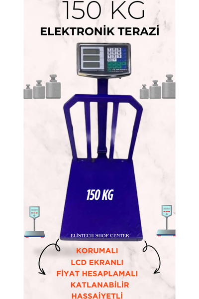 SUPER JVS 150 Kg-50gr Hassasiyetli Korumalı Bariyerli Dijital Elektronik Terazi Kantar Şarjlı Katlanabilir