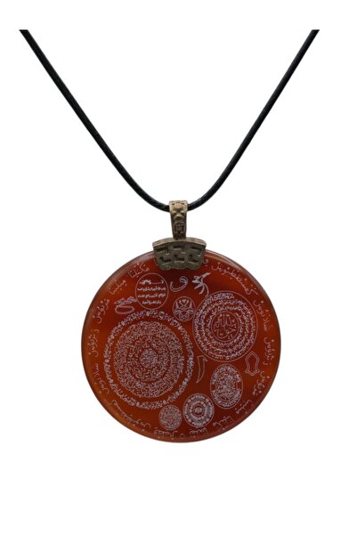 AYDESİA El Yapımı kırmızı Çok Dualı Akik Taşı Kolye, Manevi Sembollerle Şifa Ve Denge