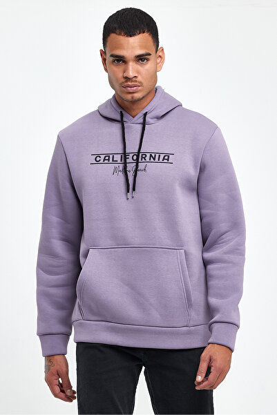 Superlife Süperlife Men's Hooded Comfortable Fit Fleece Inside 3 Thread California Printed Sweatshirt Spr24Sw11