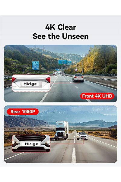 Hirige T10 9.66" 4K Mirror Dash Cam with Dual Front and Rear Cameras, Touchscreen Display, WiFi APP