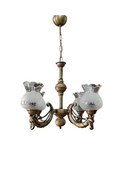 DEDE DÖRT KOLLU CADENA ESKİTME AVİZE MAT BEYAZ CAMLI