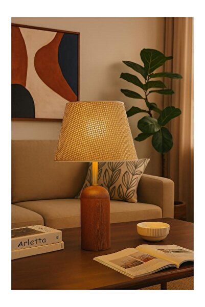 DEDE Natural Brown Wooden Brown Rattan Hat Lamp Shade