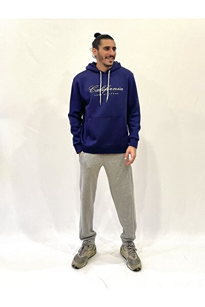 Superlife Men's Hooded Comfortable Fit Fleece Lined 3-Thread El Letter Printed California Printed Sweatshirt Spr24Sw03