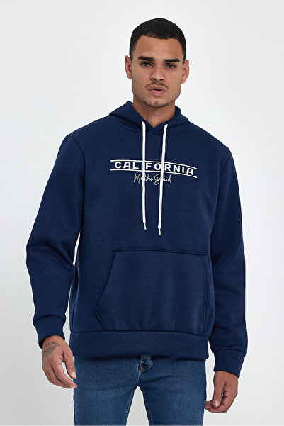 Superlife Süperlife Men's Hooded Comfortable Fit Fleece Inside 3 Thread California Printed Sweatshirt Spr24Sw11