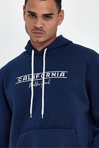 Superlife Süperlife Men's Hooded Comfortable Fit Fleece Inside 3 Thread California Printed Sweatshirt Spr24Sw11