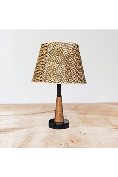 DEDE Legna Lamp Shade Black Rattan Brown Hat Wooden Body